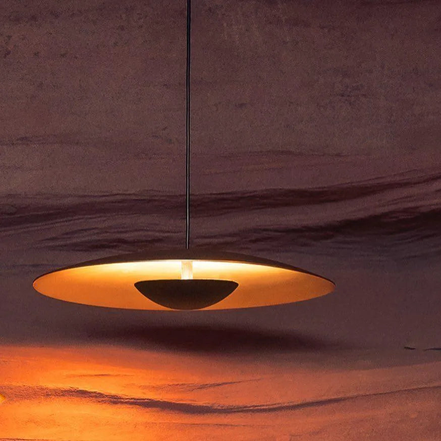 Lampada a sospensione LED con paralume a disco sottile in metallo, per sala da pranzo e soggiorno