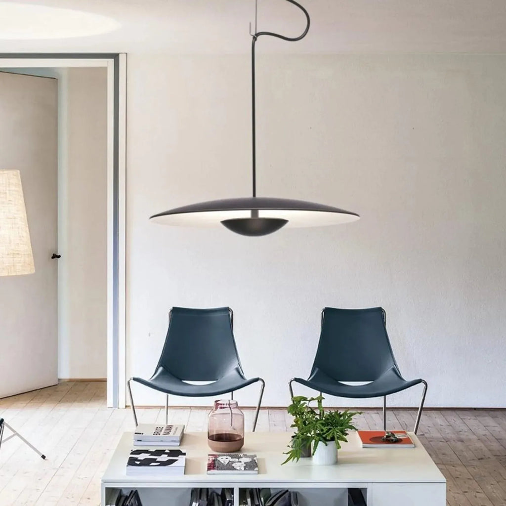 Lampada a sospensione LED con paralume a disco sottile in metallo, per sala da pranzo e soggiorno
