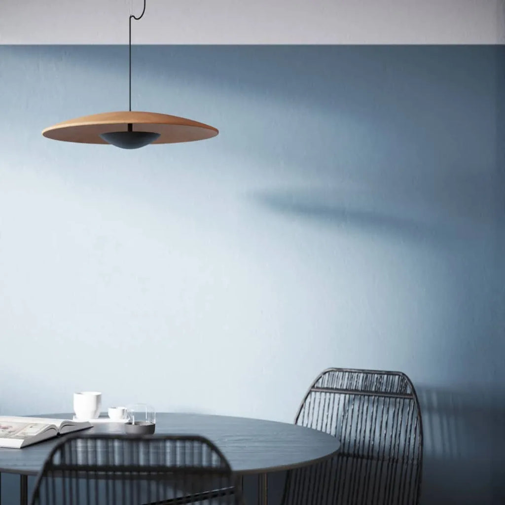 Lampada a sospensione LED con paralume a disco sottile in metallo, per sala da pranzo e soggiorno