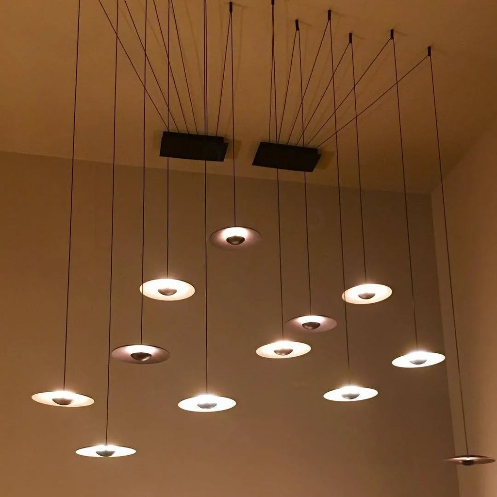 Lampada a sospensione LED con paralume a disco sottile in metallo, per sala da pranzo e soggiorno