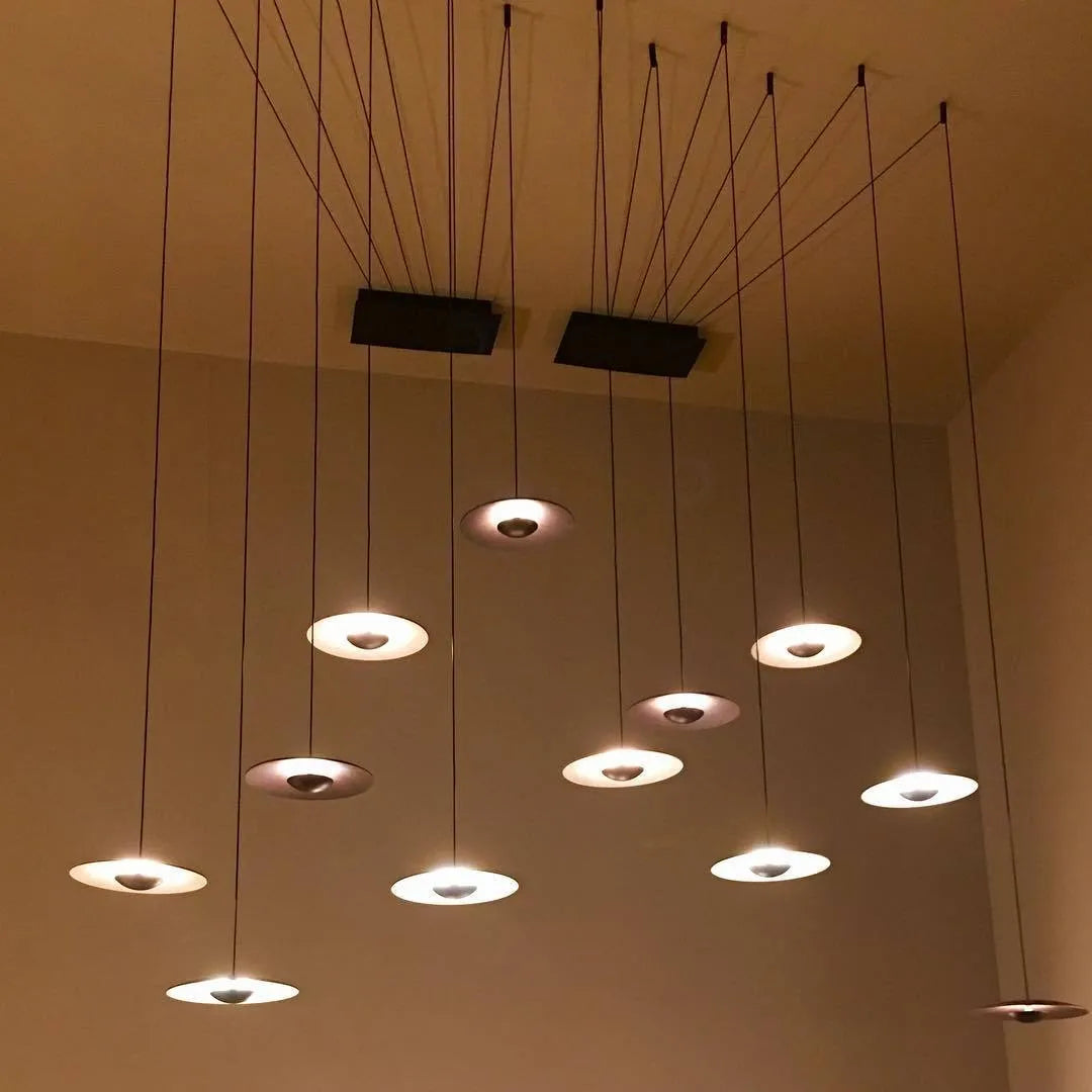 Lampada a sospensione LED con paralume a disco sottile in metallo, per sala da pranzo e soggiorno