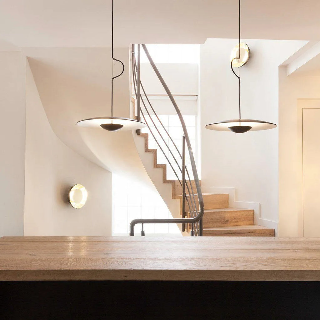 Lampada a sospensione LED con paralume a disco sottile in metallo, per sala da pranzo e soggiorno