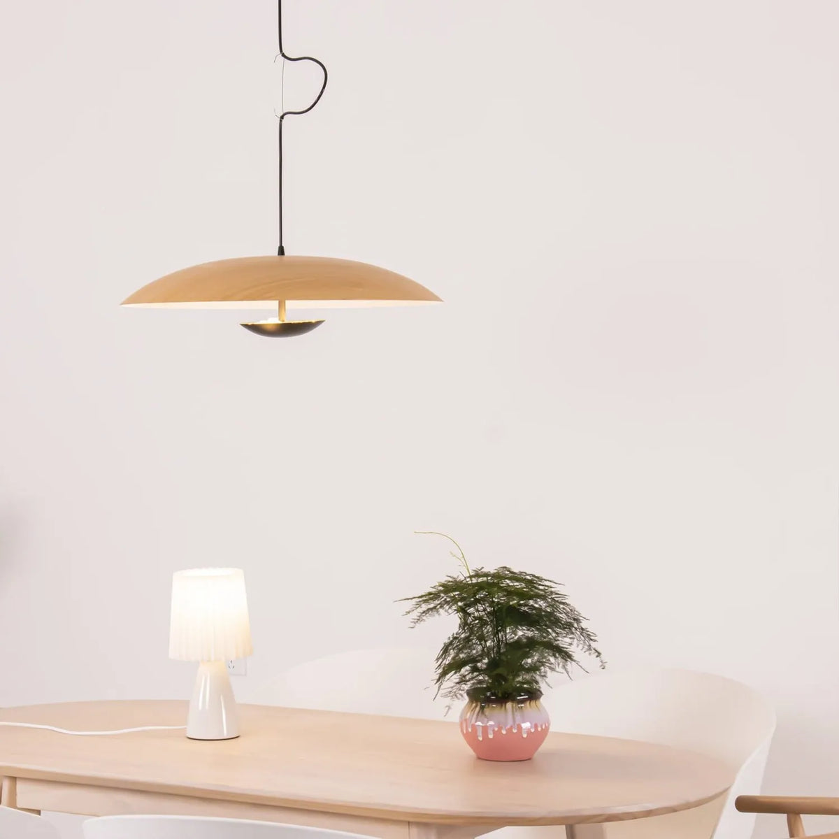 Lampada a sospensione LED con paralume a disco sottile in metallo, per sala da pranzo e soggiorno