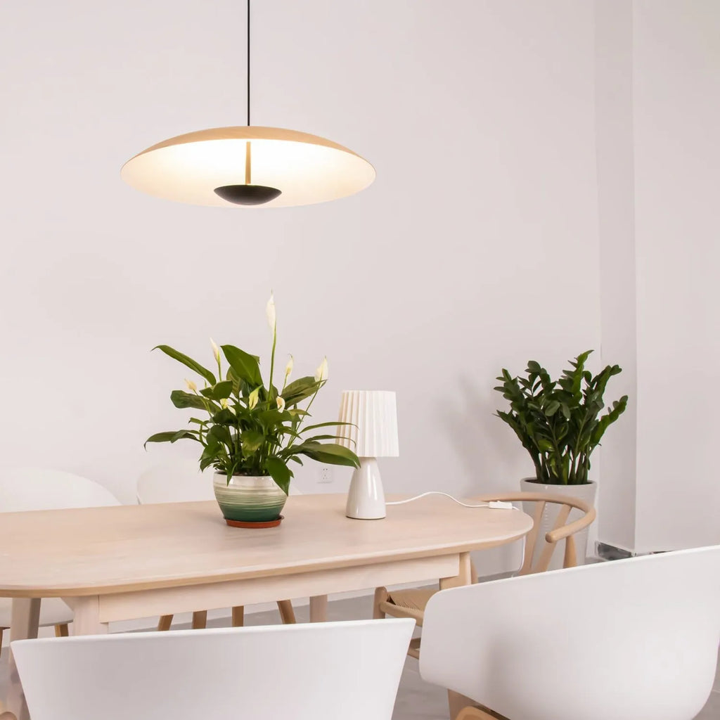 Lampada a sospensione LED con paralume a disco sottile in metallo, per sala da pranzo e soggiorno