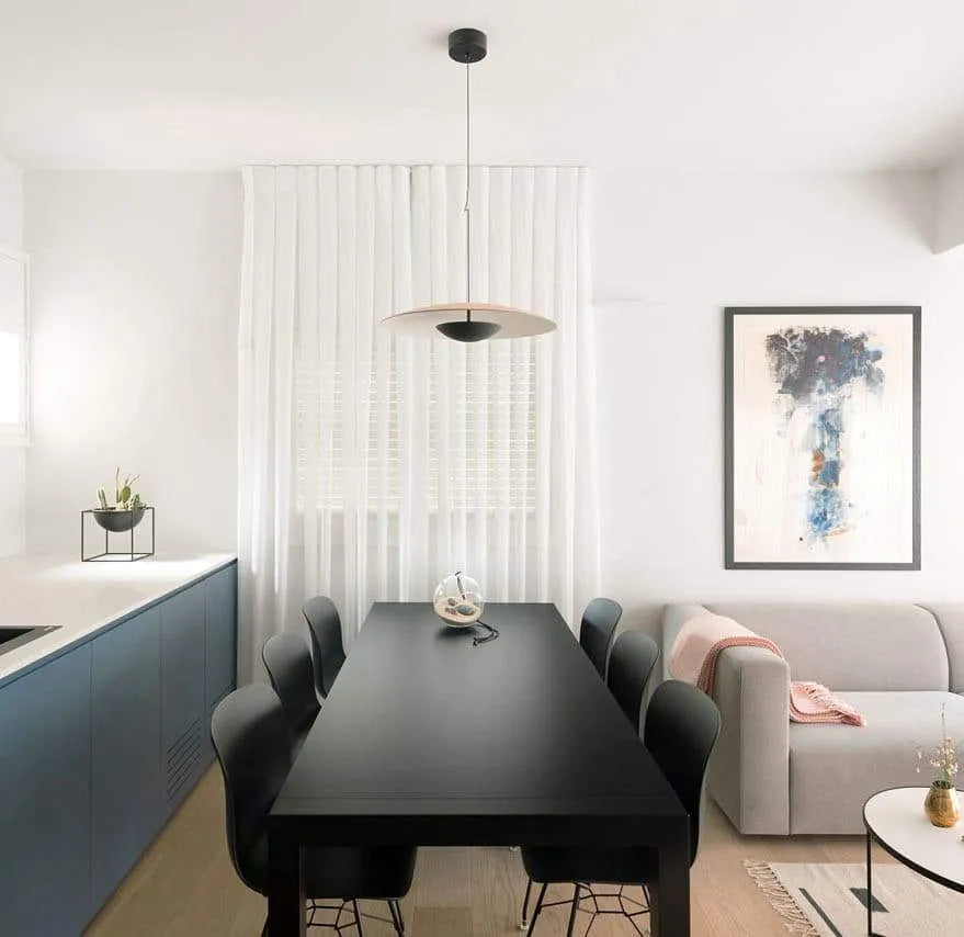Lámpara colgante LED con pantalla de disco metálico delgado para comedor y salón