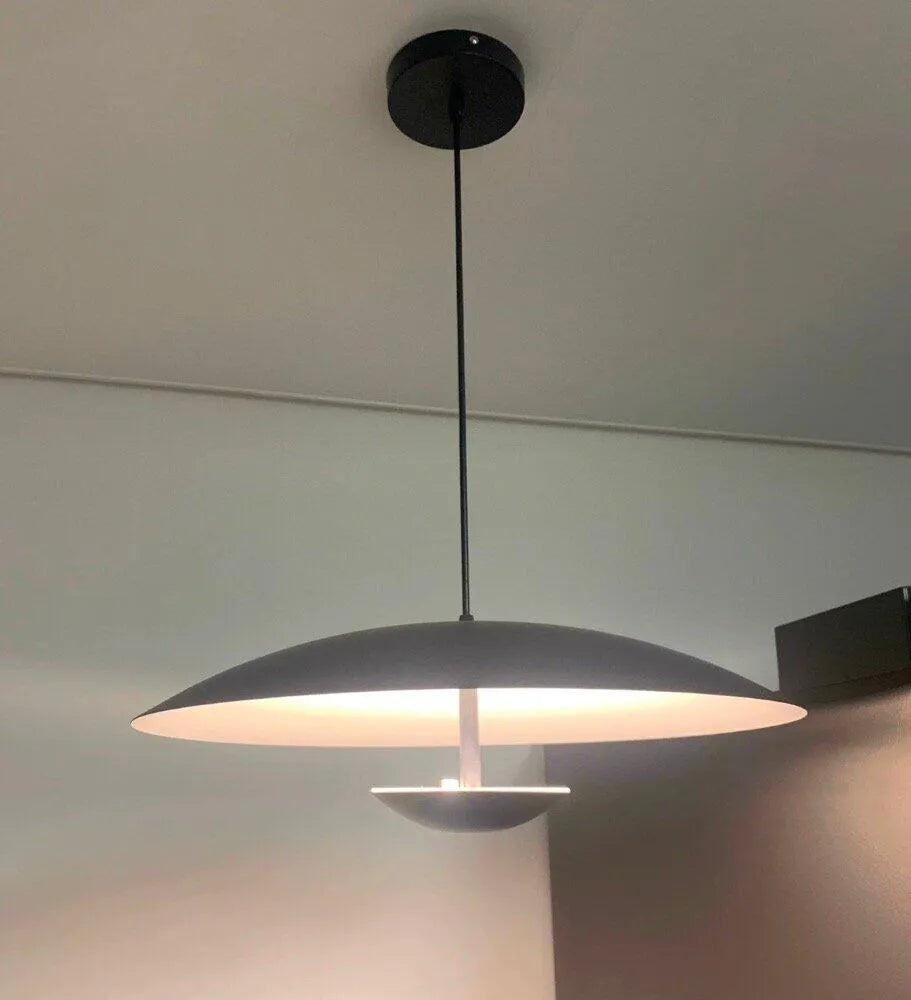 Lampada a sospensione LED con paralume a disco sottile in metallo, per sala da pranzo e soggiorno