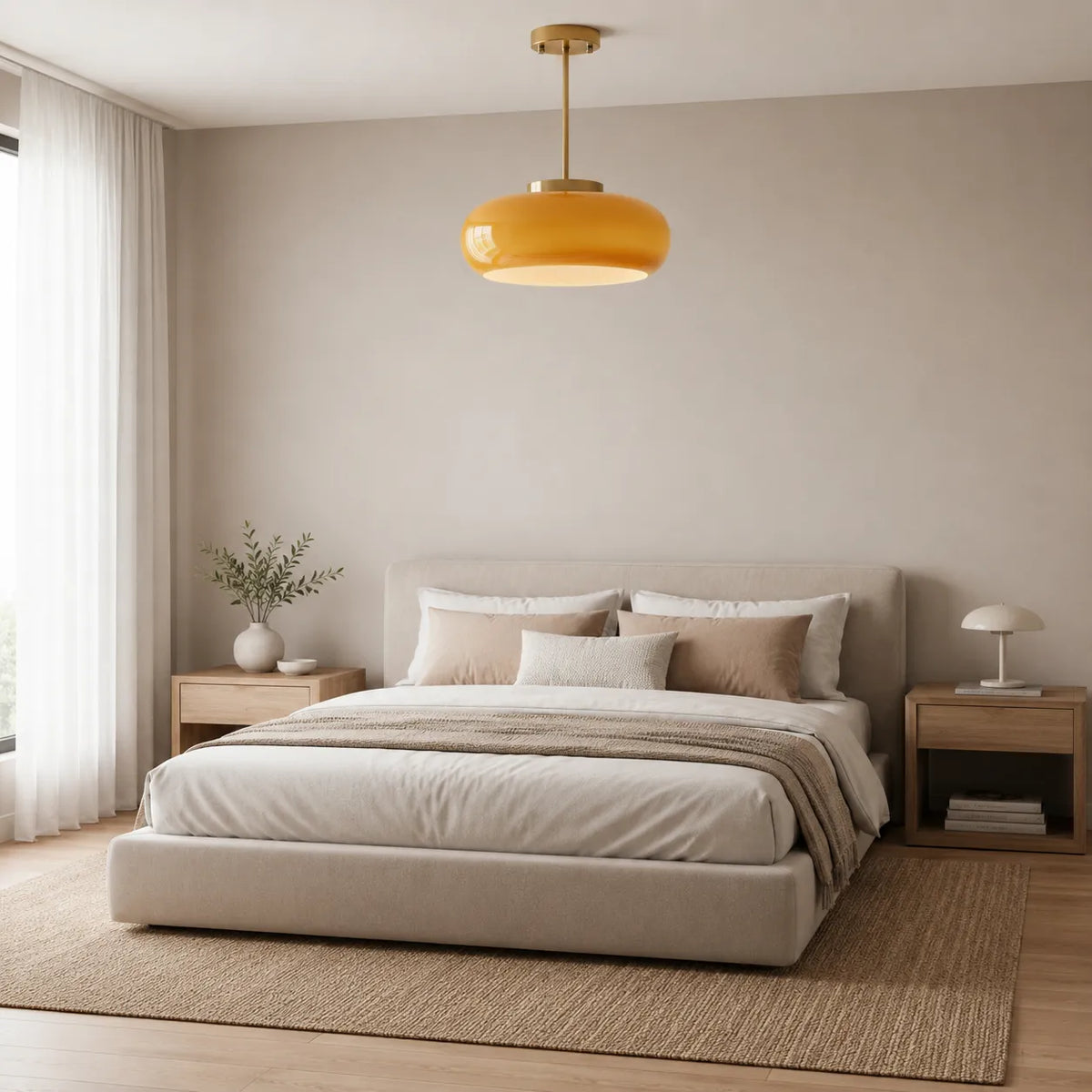 Kitchen Pendant Light Fixtures with Brass and Glass Shade in Modern Nordic Design