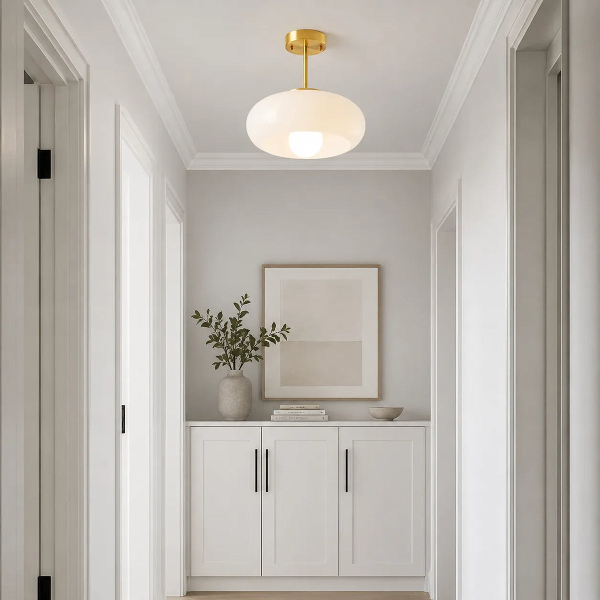 Kitchen Pendant Light Fixtures with Brass and Glass Shade in Modern Nordic Design