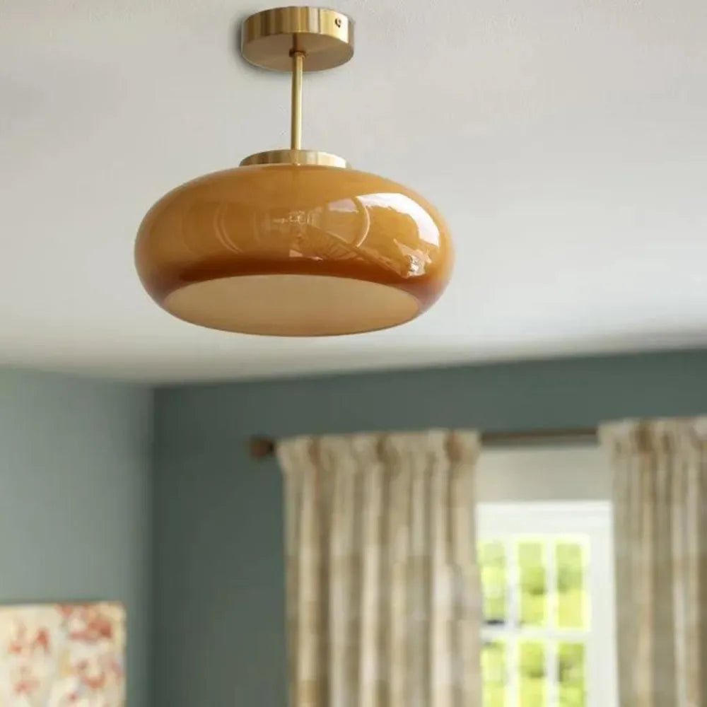 Kitchen Pendant Light Fixtures with Brass and Glass Shade in Modern Nordic Design