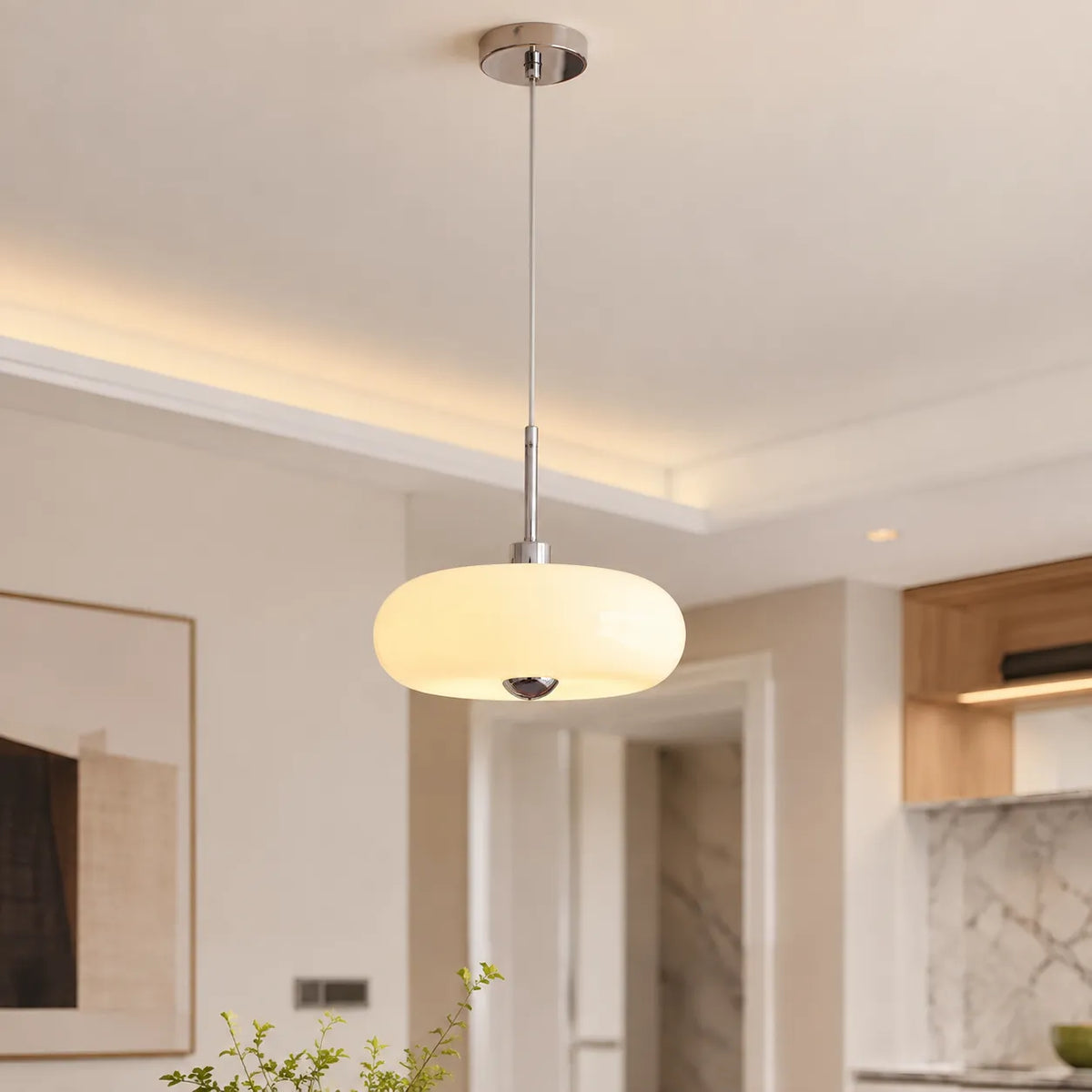 Kitchen Pendant Light Fixtures with Brass and Glass Shade in Modern Nordic Design