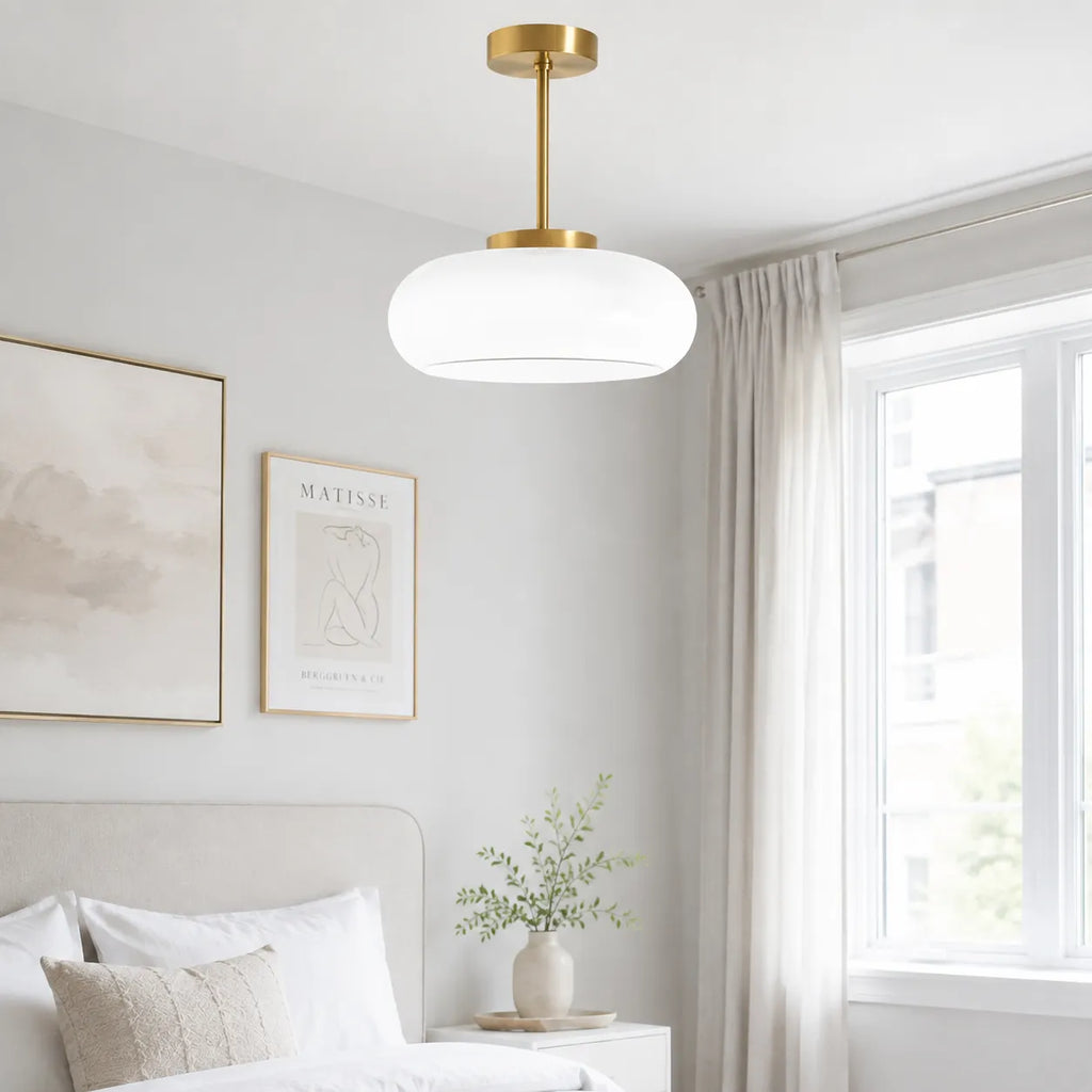 Kitchen Pendant Light Fixtures with Brass and Glass Shade in Modern Nordic Design