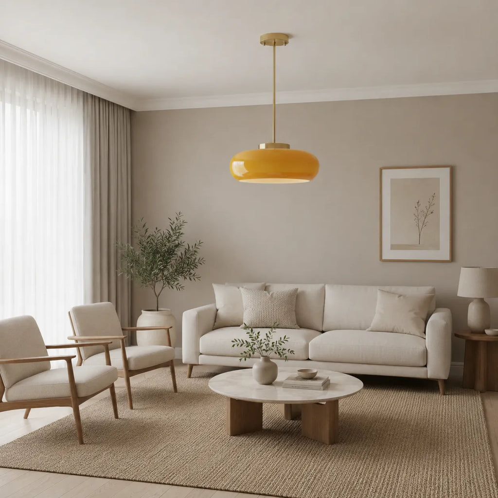 Kitchen Pendant Light Fixtures with Brass and Glass Shade in Modern Nordic Design