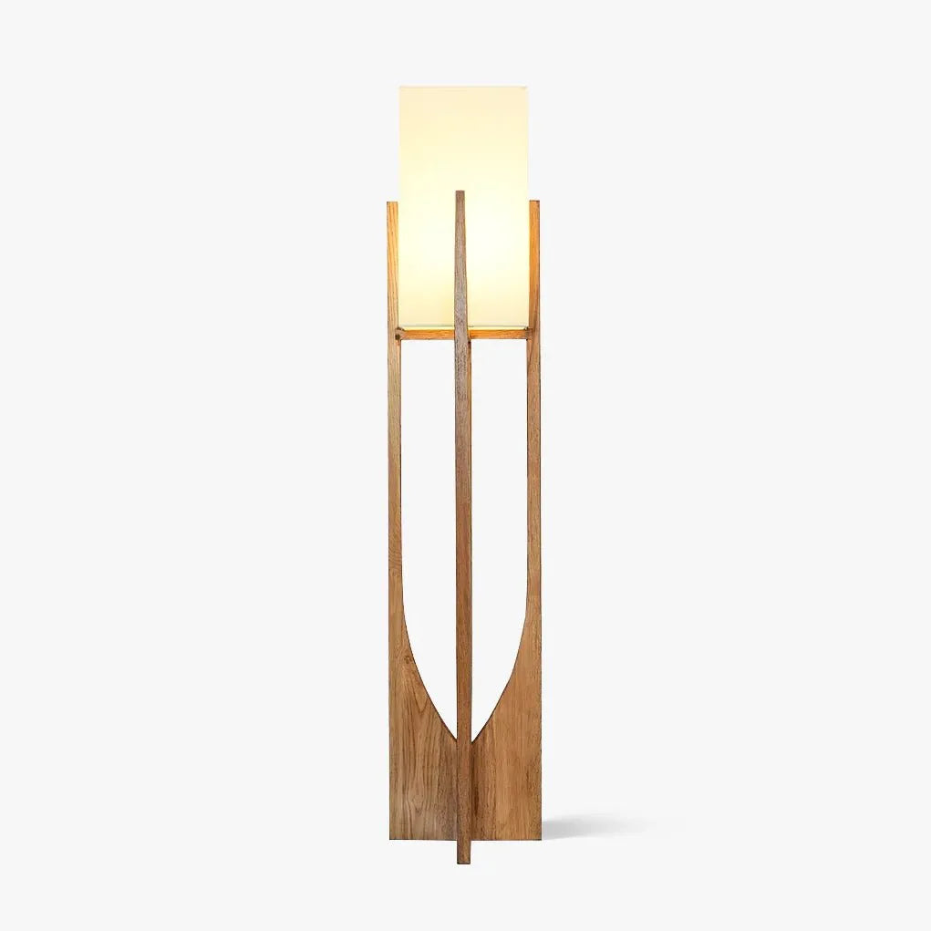 Floor Lamp with Ash Wood and Fabric Shade for Modern Living Room Lighting