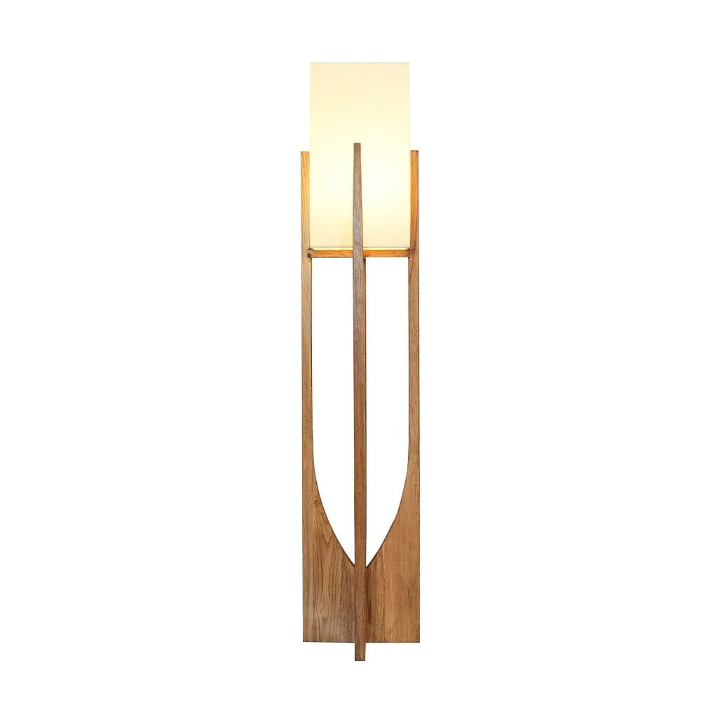 Floor Lamp with Ash Wood and Fabric Shade for Modern Living Room Lighting