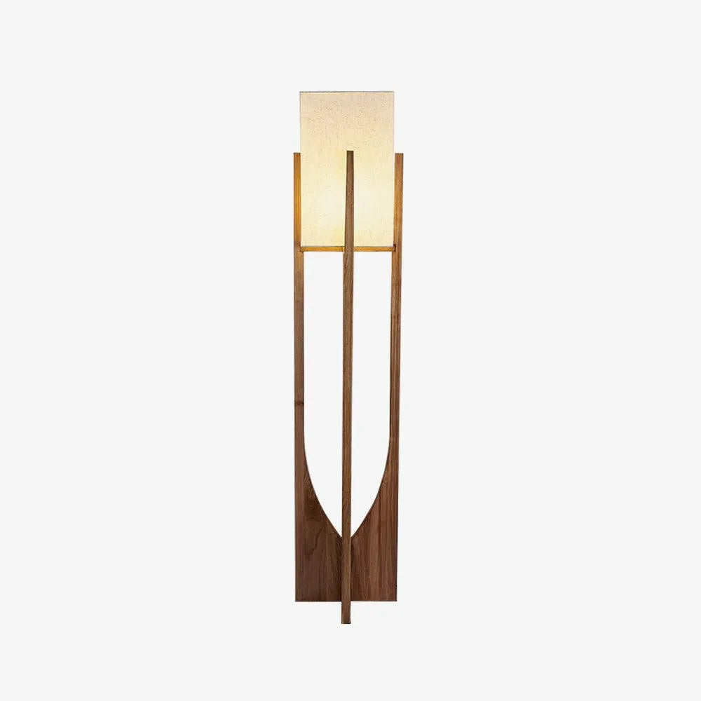 Floor Lamp with Ash Wood and Fabric Shade for Modern Living Room Lighting