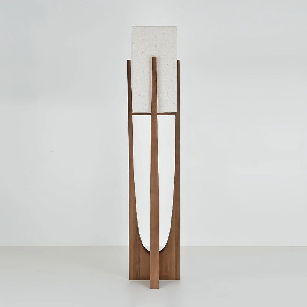 Floor Lamp with Ash Wood and Fabric Shade for Modern Living Room Lighting