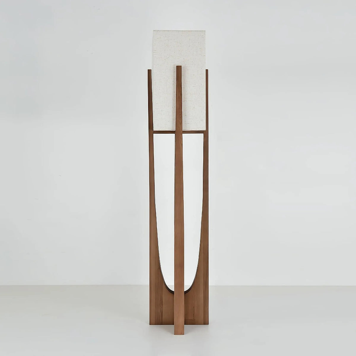 Floor Lamp with Ash Wood and Fabric Shade for Modern Living Room Lighting