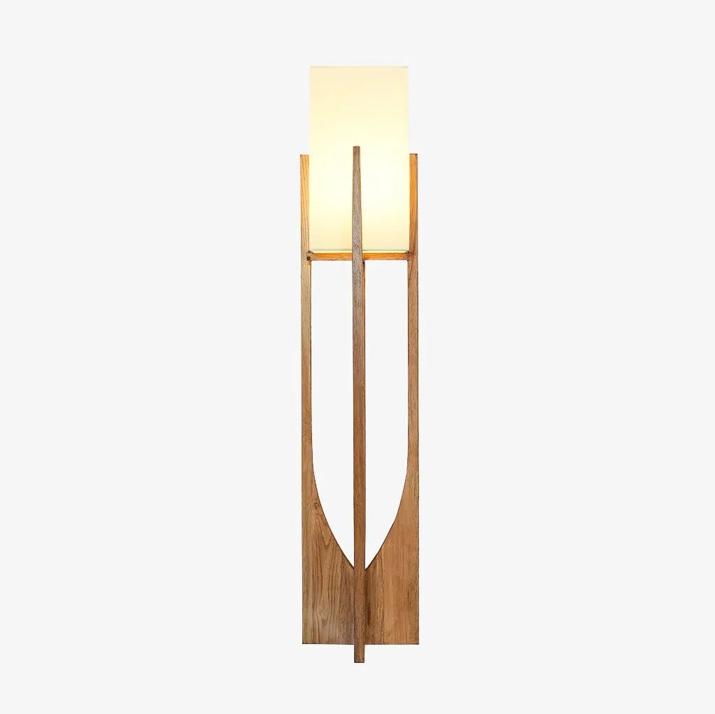 Floor Lamp with Ash Wood and Fabric Shade for Modern Living Room Lighting