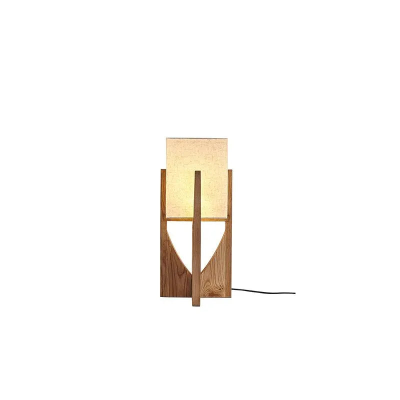 Floor Lamp with Ash Wood and Fabric Shade for Modern Living Room Lighting