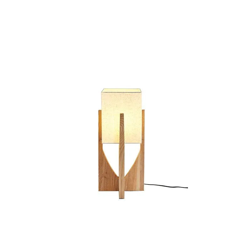 Floor Lamp with Ash Wood and Fabric Shade for Modern Living Room Lighting