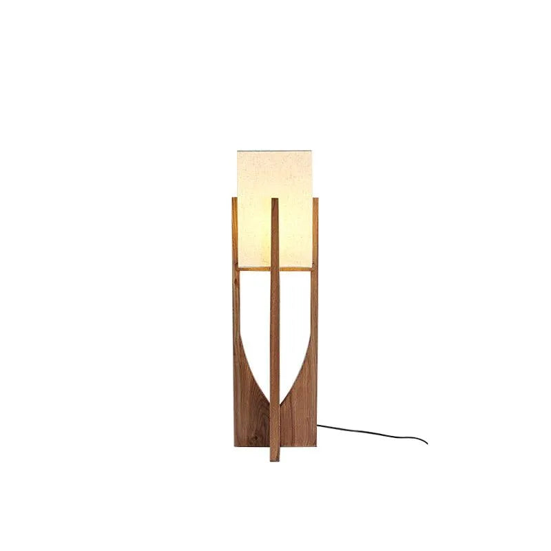 Floor Lamp with Ash Wood and Fabric Shade for Modern Living Room Lighting