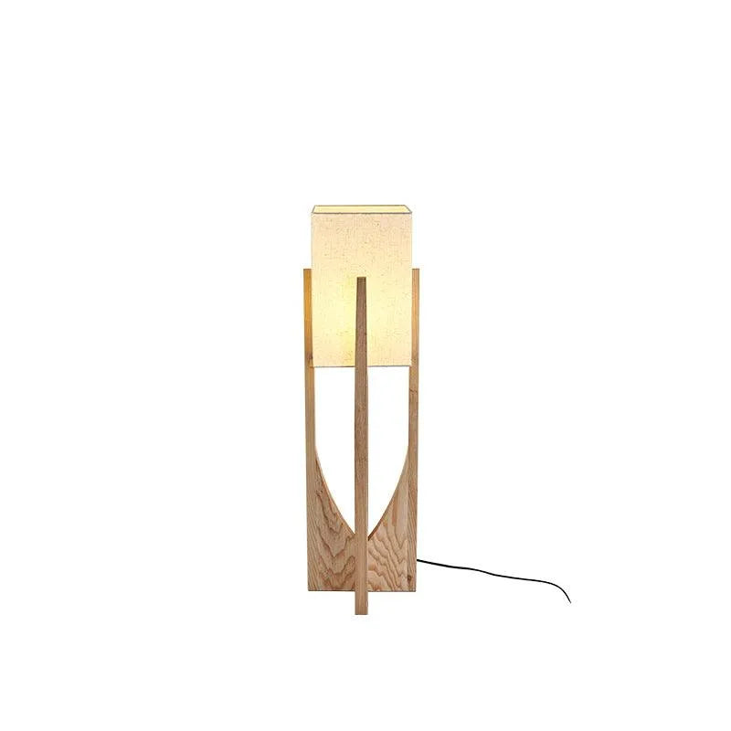 Floor Lamp with Ash Wood and Fabric Shade for Modern Living Room Lighting
