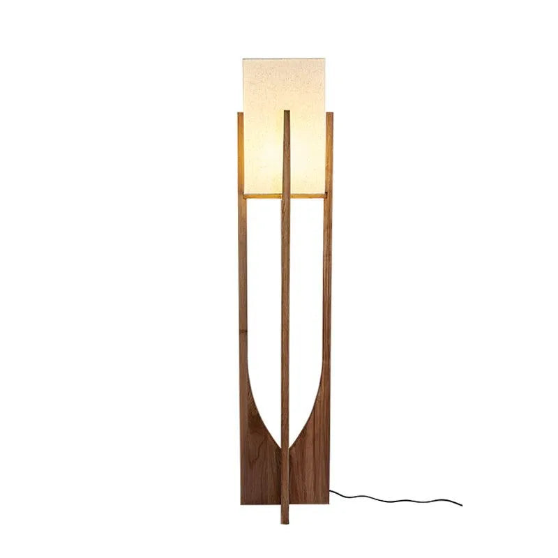 Floor Lamp with Ash Wood and Fabric Shade for Modern Living Room Lighting