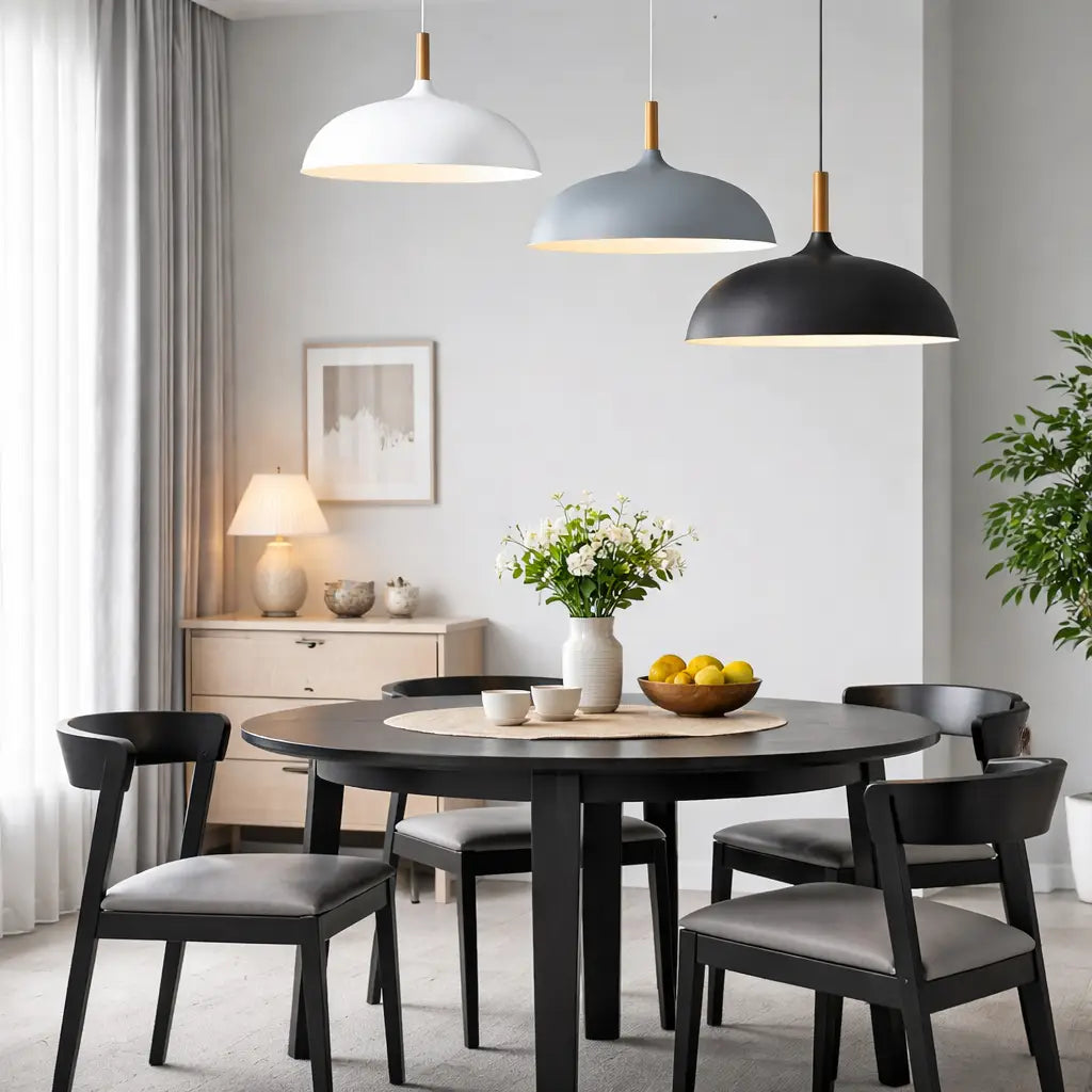 Lampada a sospensione per isola della cucina con paralume in legno e ferro, moderna, per sala da pranzo