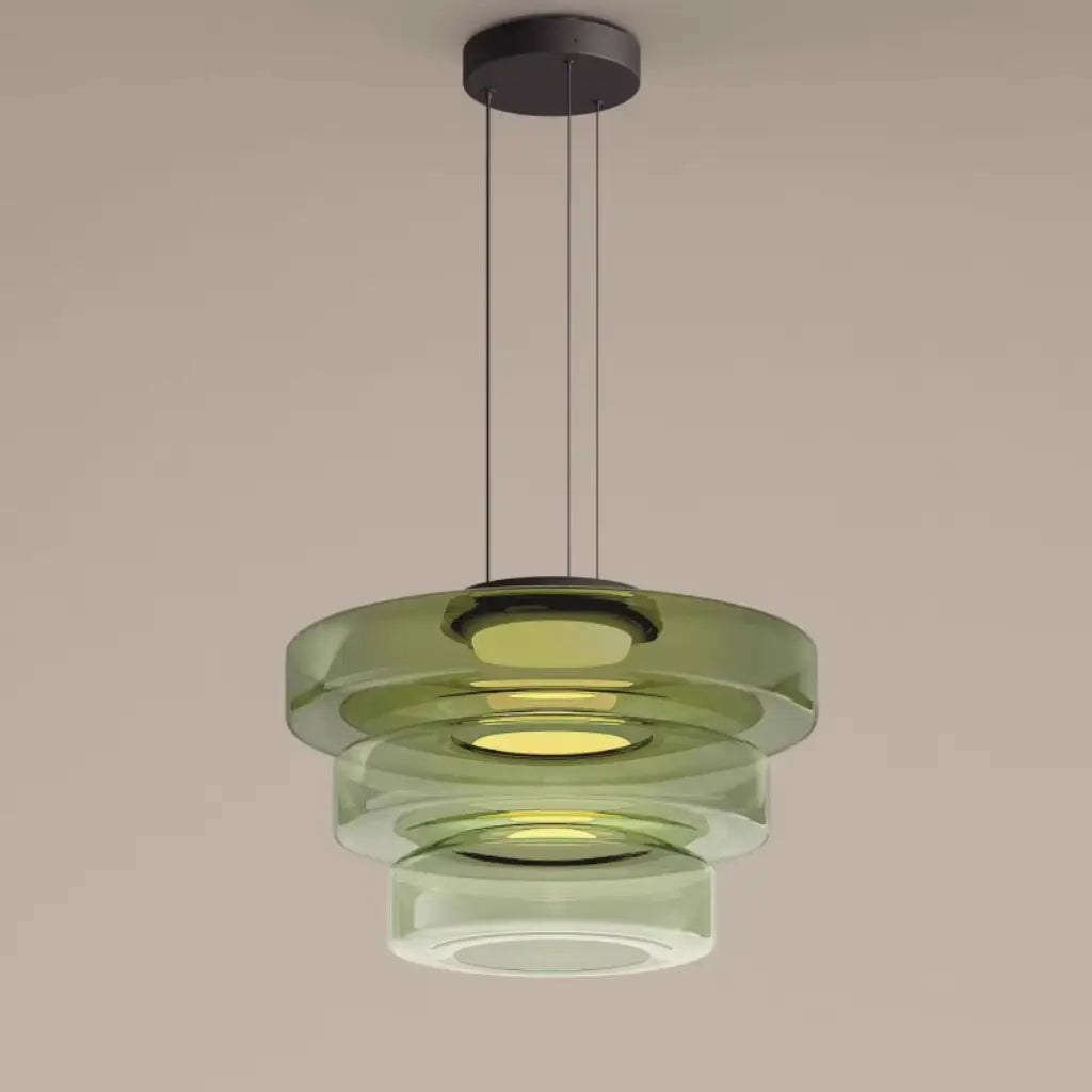 Lámpara colgante con vidrio en capas y LED para la sala de estar, el comedor o la cocina