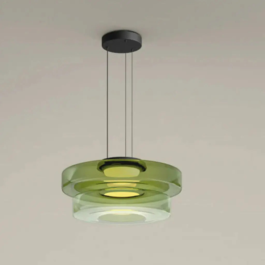 Lámpara colgante con vidrio en capas y LED para la sala de estar, el comedor o la cocina