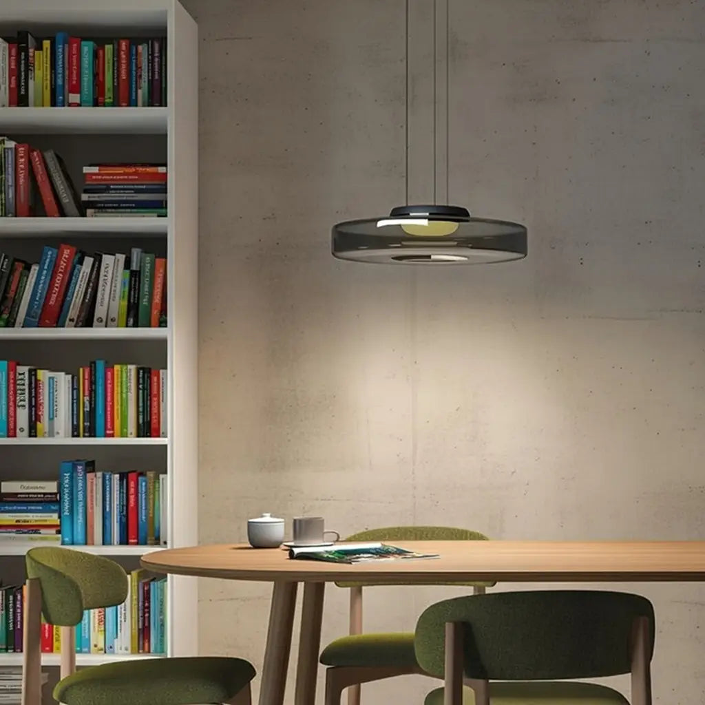 Lámpara colgante con vidrio en capas y LED para la sala de estar, el comedor o la cocina