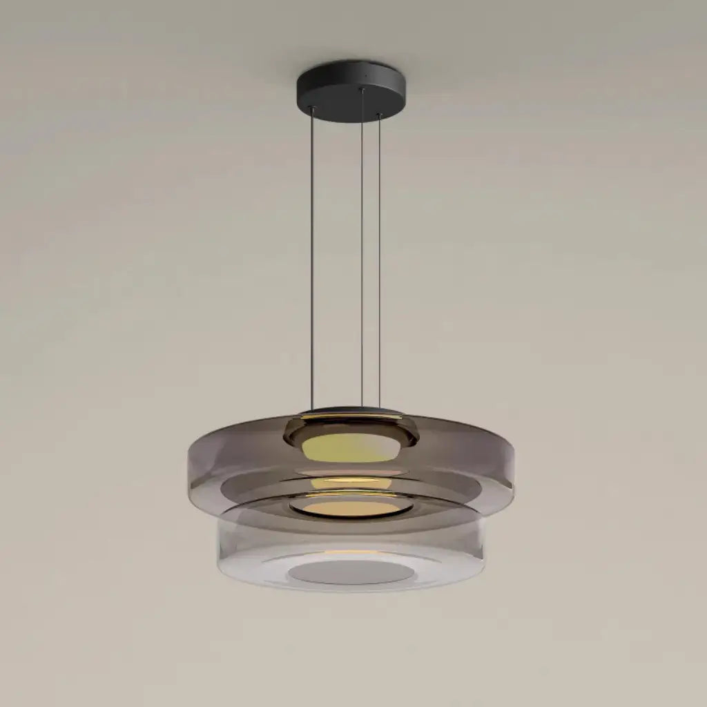 Suspension avec verre superposé et éclairage LED pour salon, salle à manger ou cuisine
