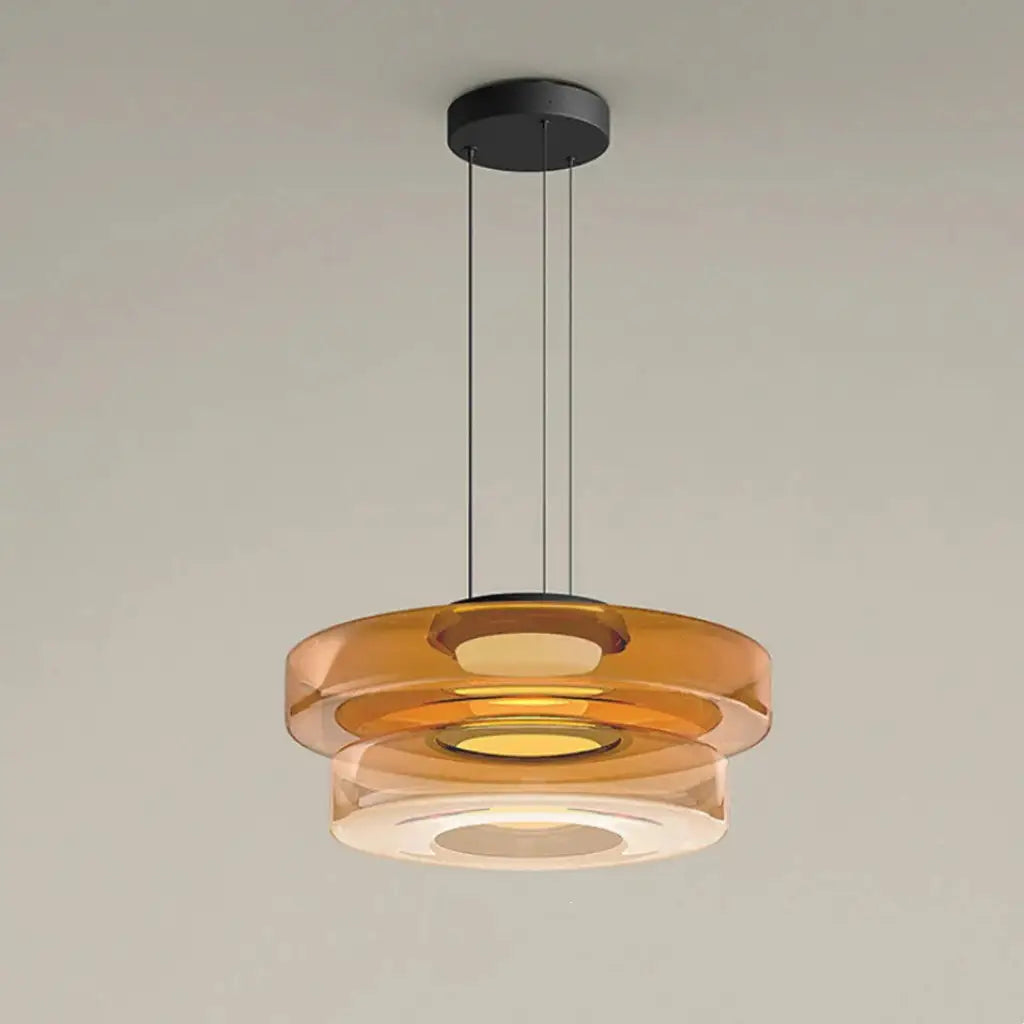 Suspension avec verre superposé et éclairage LED pour salon, salle à manger ou cuisine
