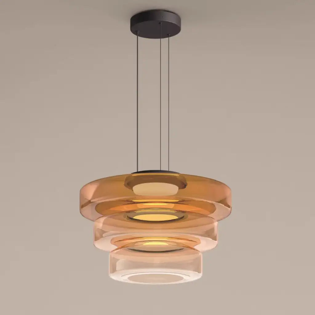 Suspension avec verre superposé et éclairage LED pour salon, salle à manger ou cuisine