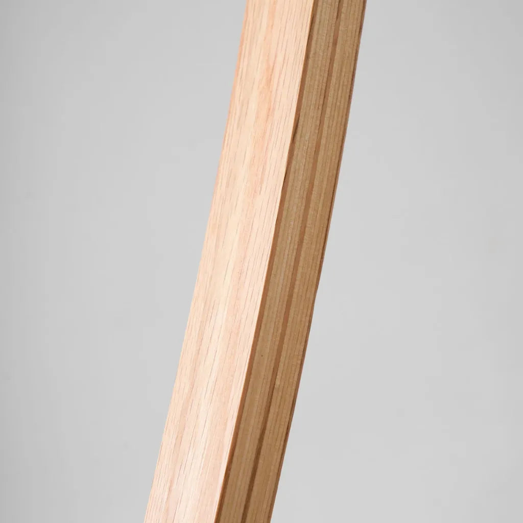 Living Room Floor Lamp with Natural Beech Wood Stem and Linen Shade