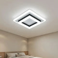 Square LED Oyster Light with Layered Geometric Bezel Flush Mount Ceiling Light