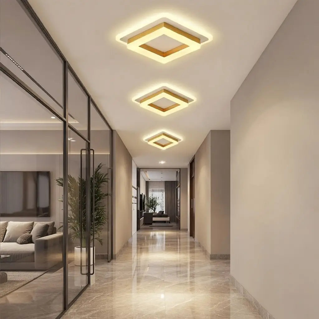 Quadratische LED-Deckenleuchte mit geschichtetem geometrischem Rahmen