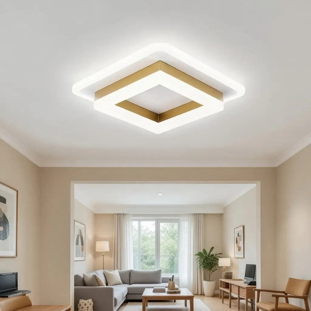 Quadratische LED-Deckenleuchte mit geschichtetem geometrischem Rahmen