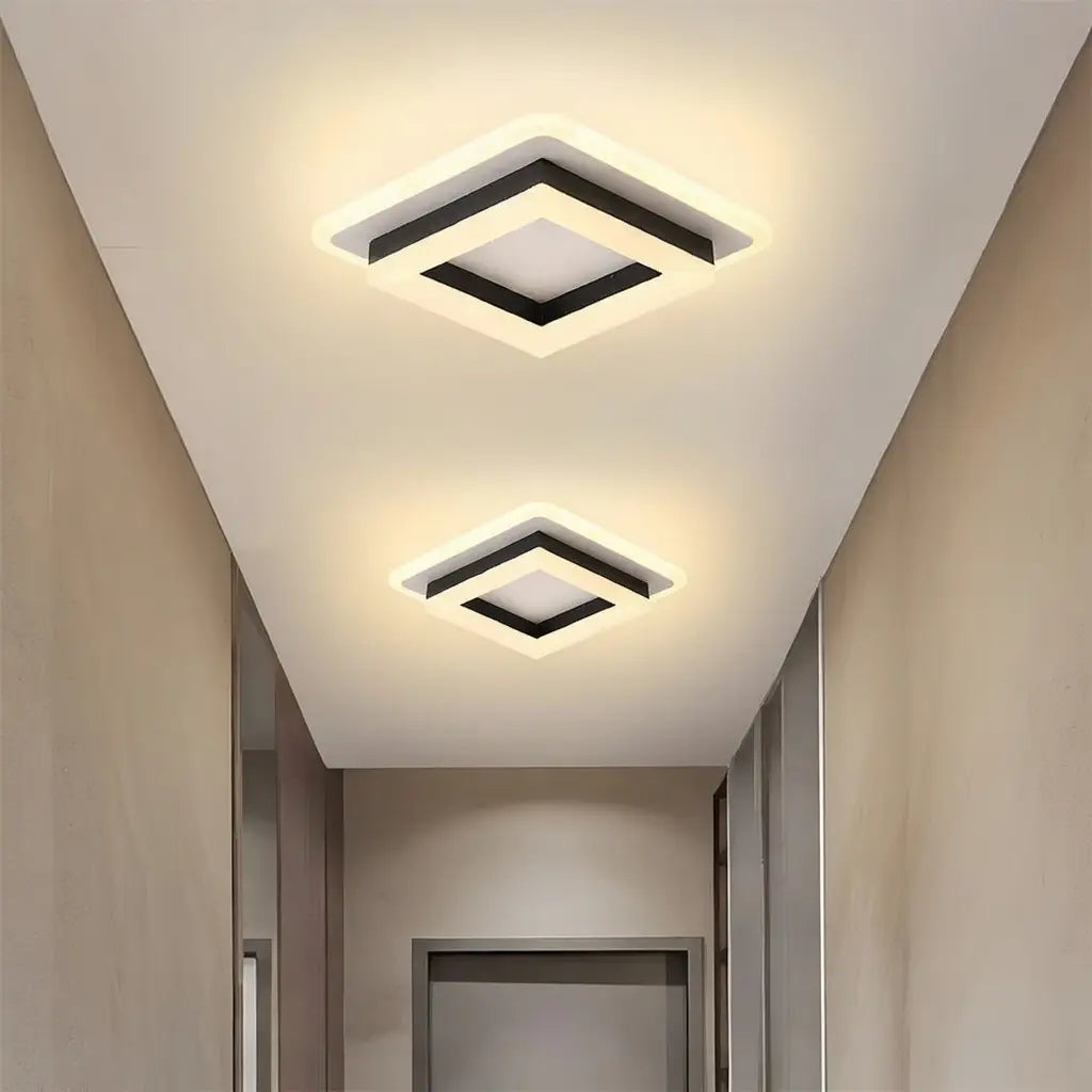 Quadratische LED-Deckenleuchte mit geschichtetem geometrischem Rahmen