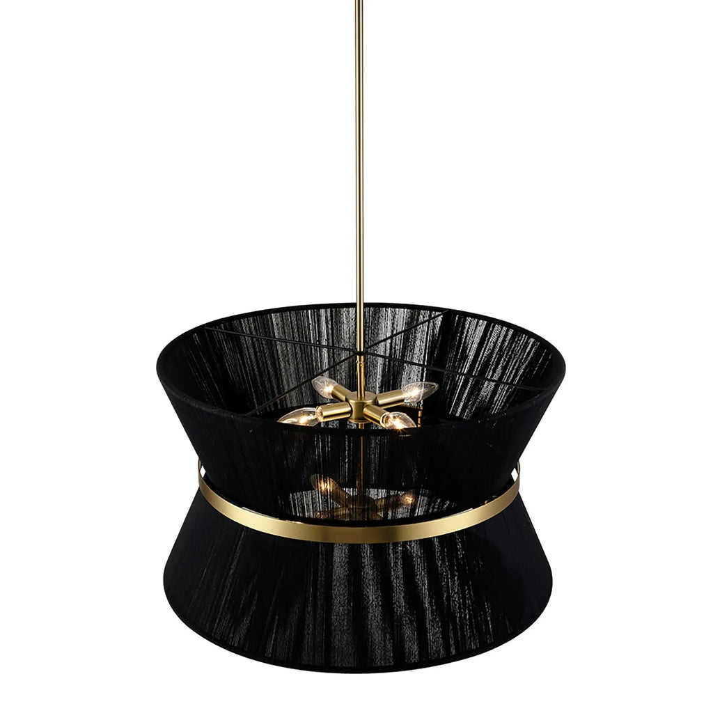 Lampada a sospensione con paralume a clessidra in corda intrecciata e dettagli metallici