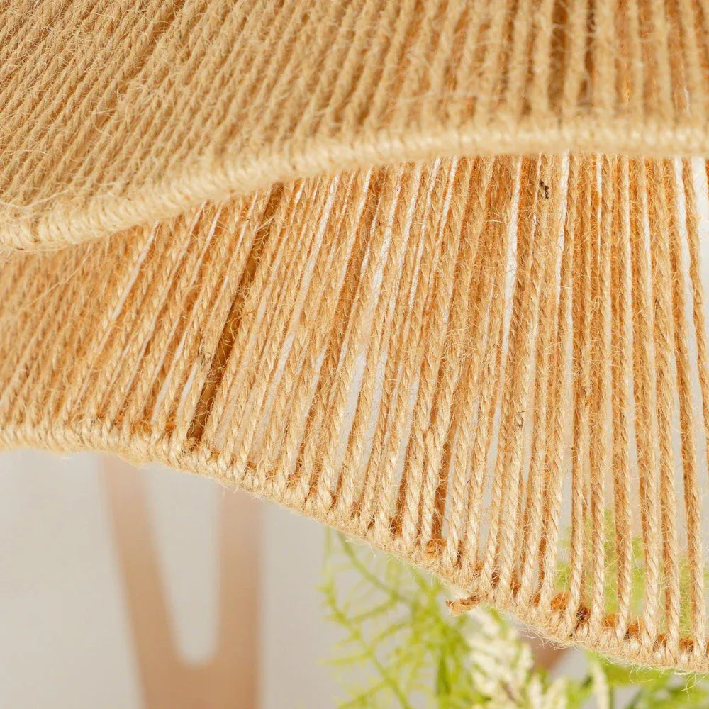 Lampada a sospensione in juta intrecciata a mano, dal design bohémien, per sala da pranzo e camera da letto