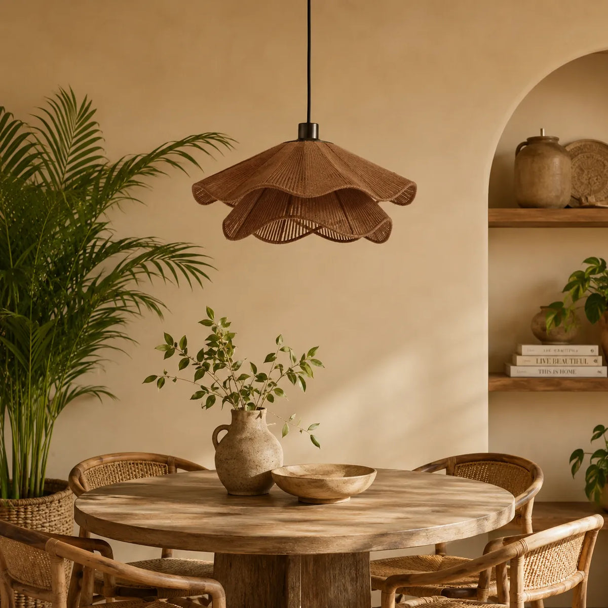 Suspension en jute tressée à la main, au style bohème, pour la salle à manger ou la chambre