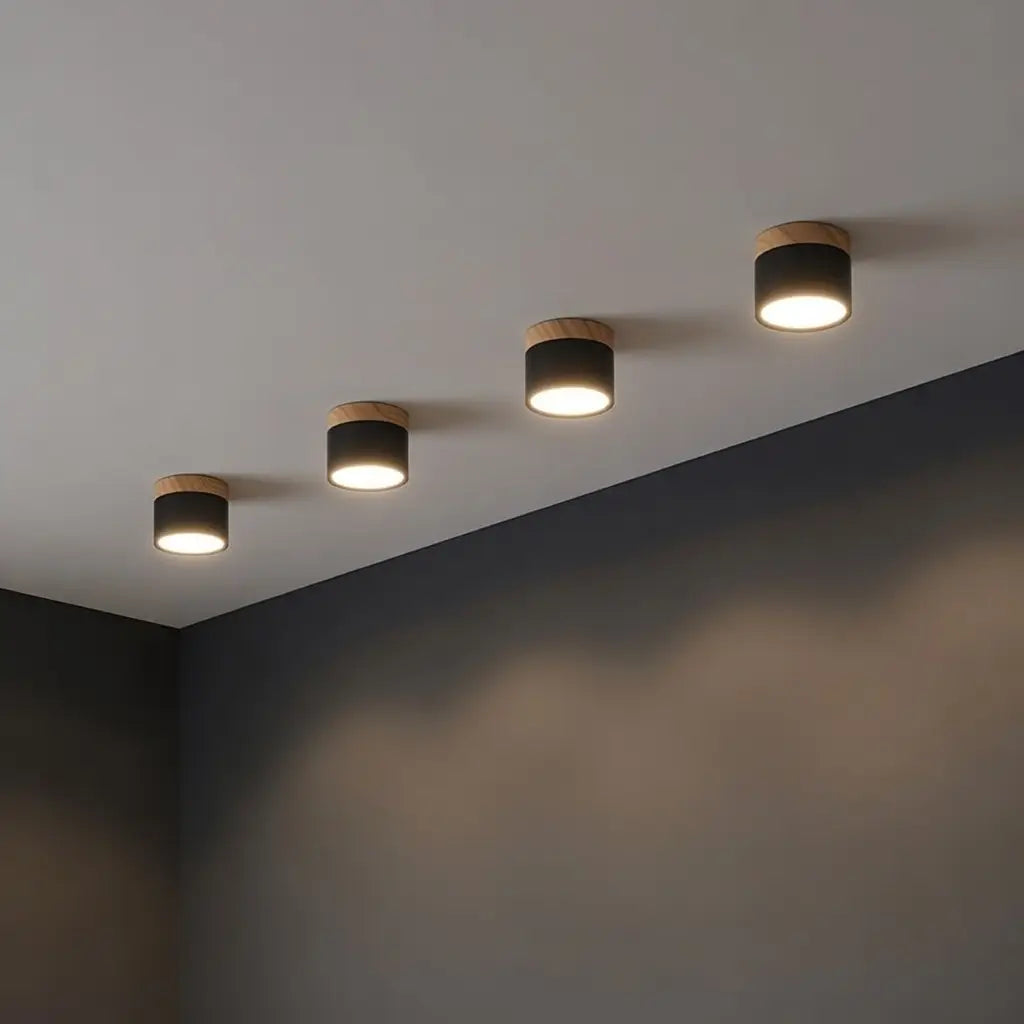 Kitchen Ceiling Lights with Wood Accent and Focused LED Beam for Hallway Bedroom