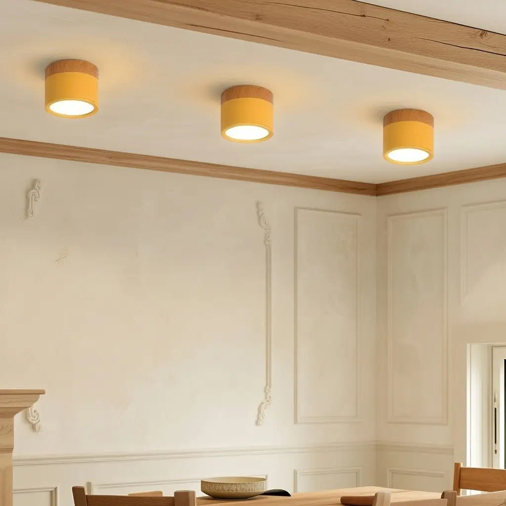 Küchendeckenleuchten mit Holzakzent und gebündeltem LED-Lichtstrahl für Flur und Schlafzimmer