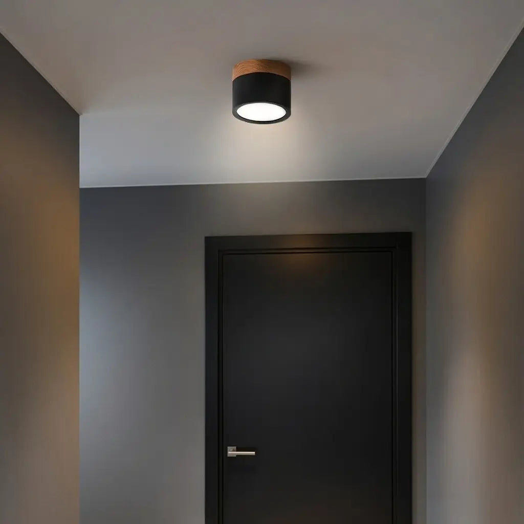 Küchendeckenleuchten mit Holzakzent und gebündeltem LED-Lichtstrahl für Flur und Schlafzimmer
