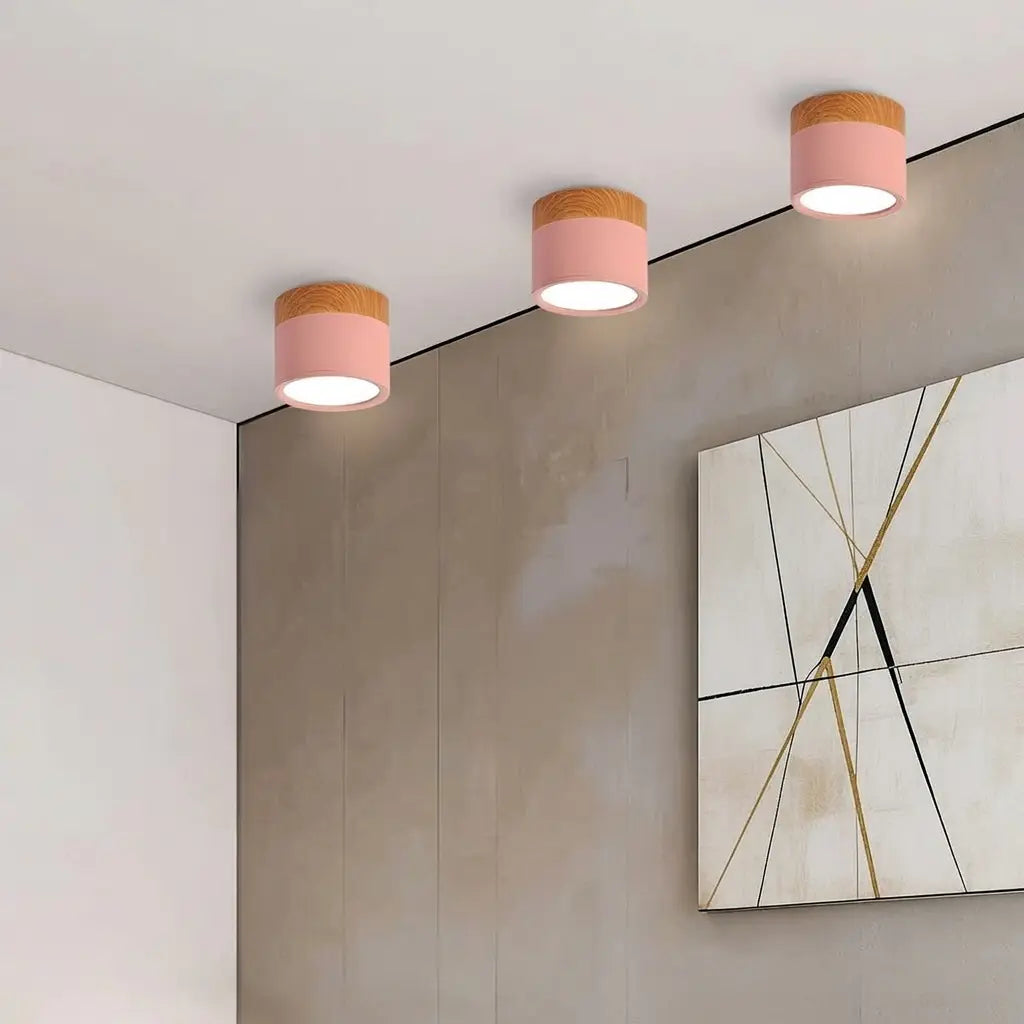Küchendeckenleuchten mit Holzakzent und gebündeltem LED-Lichtstrahl für Flur und Schlafzimmer