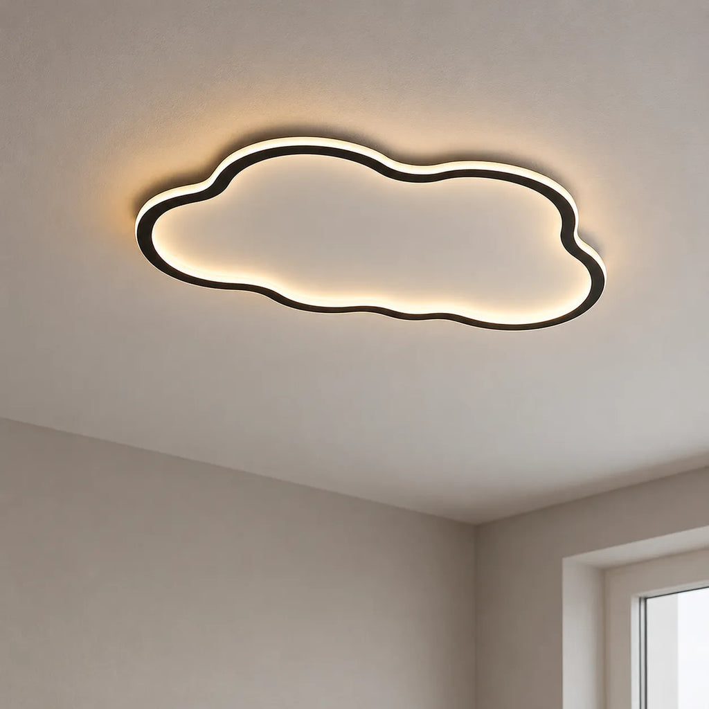 Plafonnier extra-plat en forme de nuage à la lumière chaleureuse