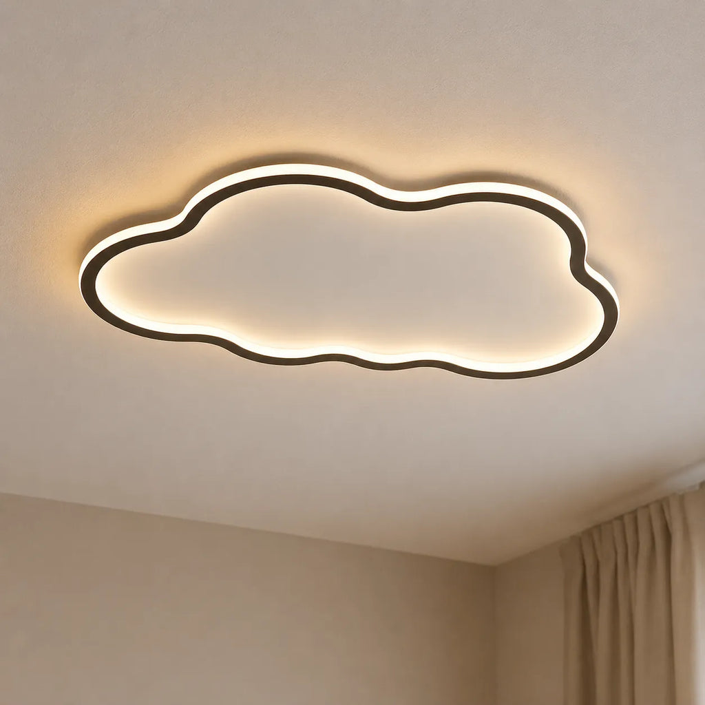 Plafonnier extra-plat en forme de nuage à la lumière chaleureuse