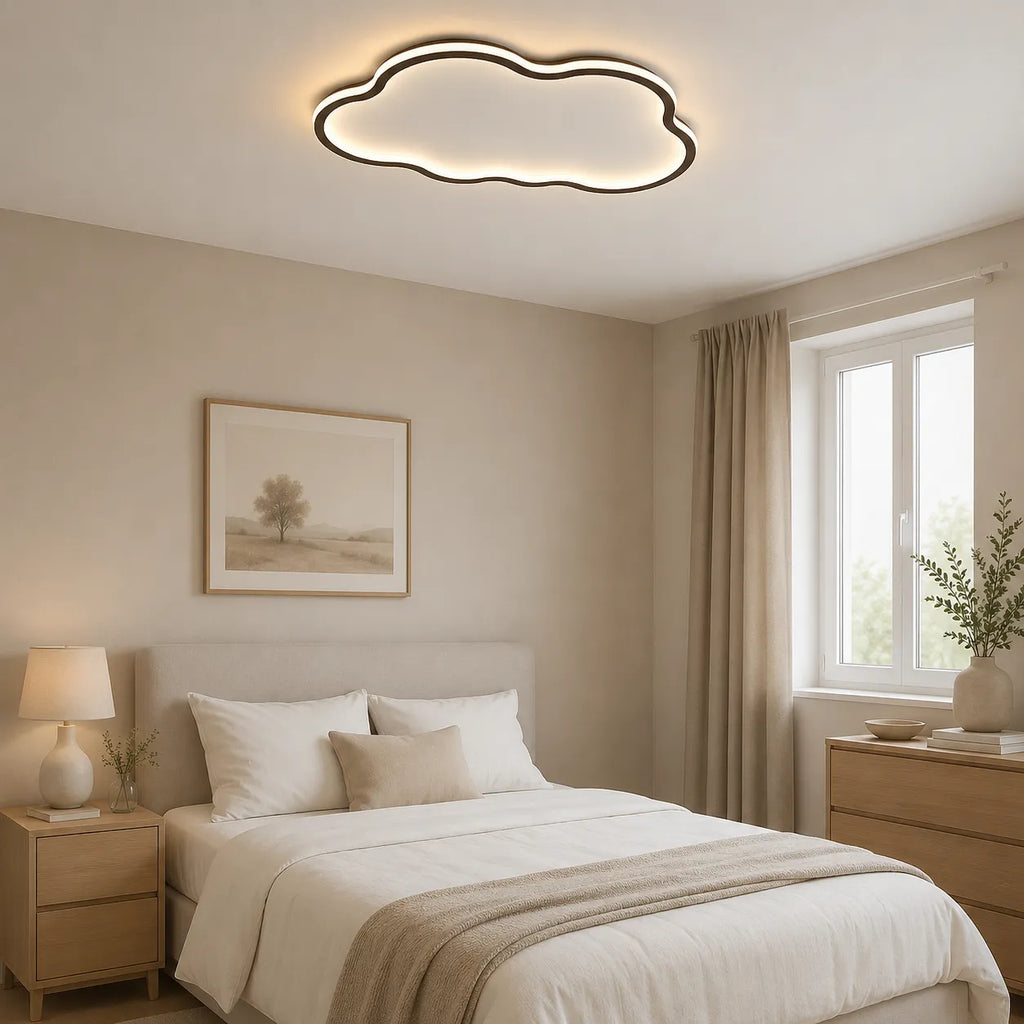Plafonnier extra-plat en forme de nuage à la lumière chaleureuse