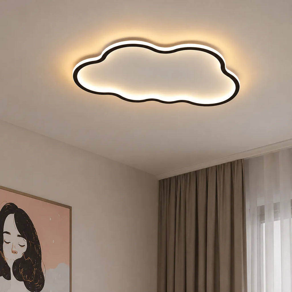 Plafonnier extra-plat en forme de nuage à la lumière chaleureuse